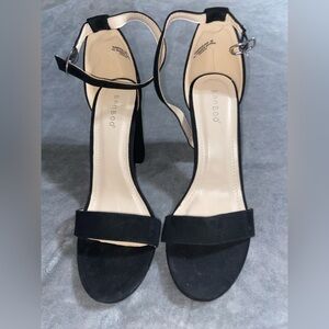 NEW BAMBOO Black Ankle Strap Heels